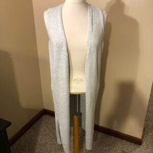 Boston Proper White/Silver Sleeveless Duster Sz S